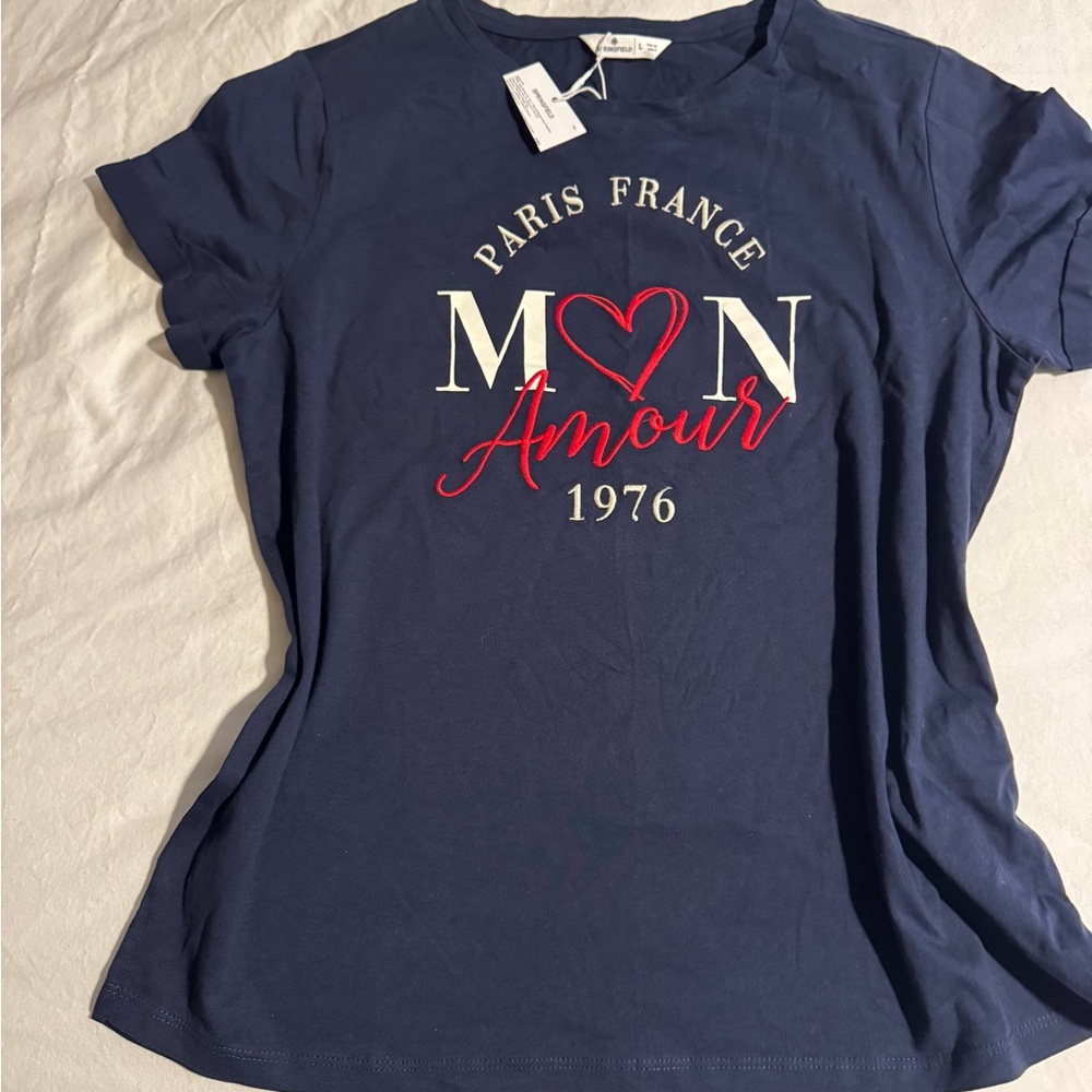 Fitted Blue and Red Short Sleeve Tee